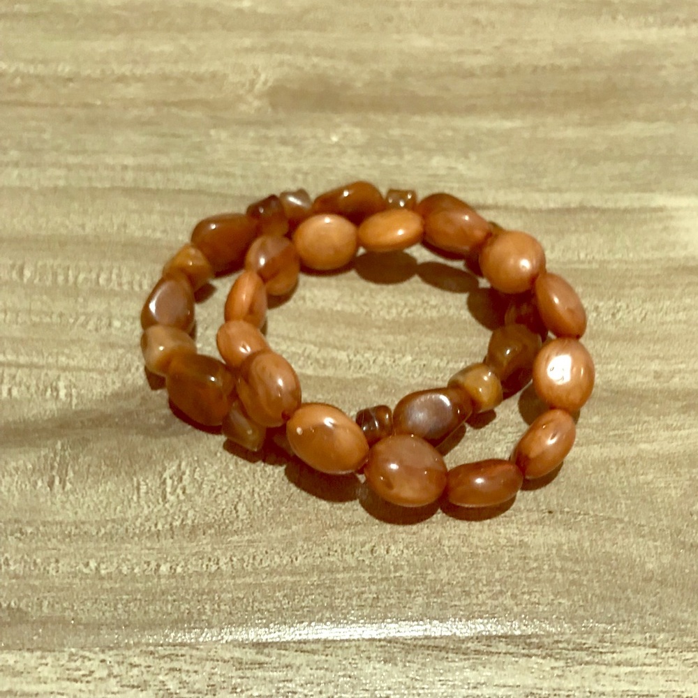 Set of 2 Light brown/tan beaded bracelet